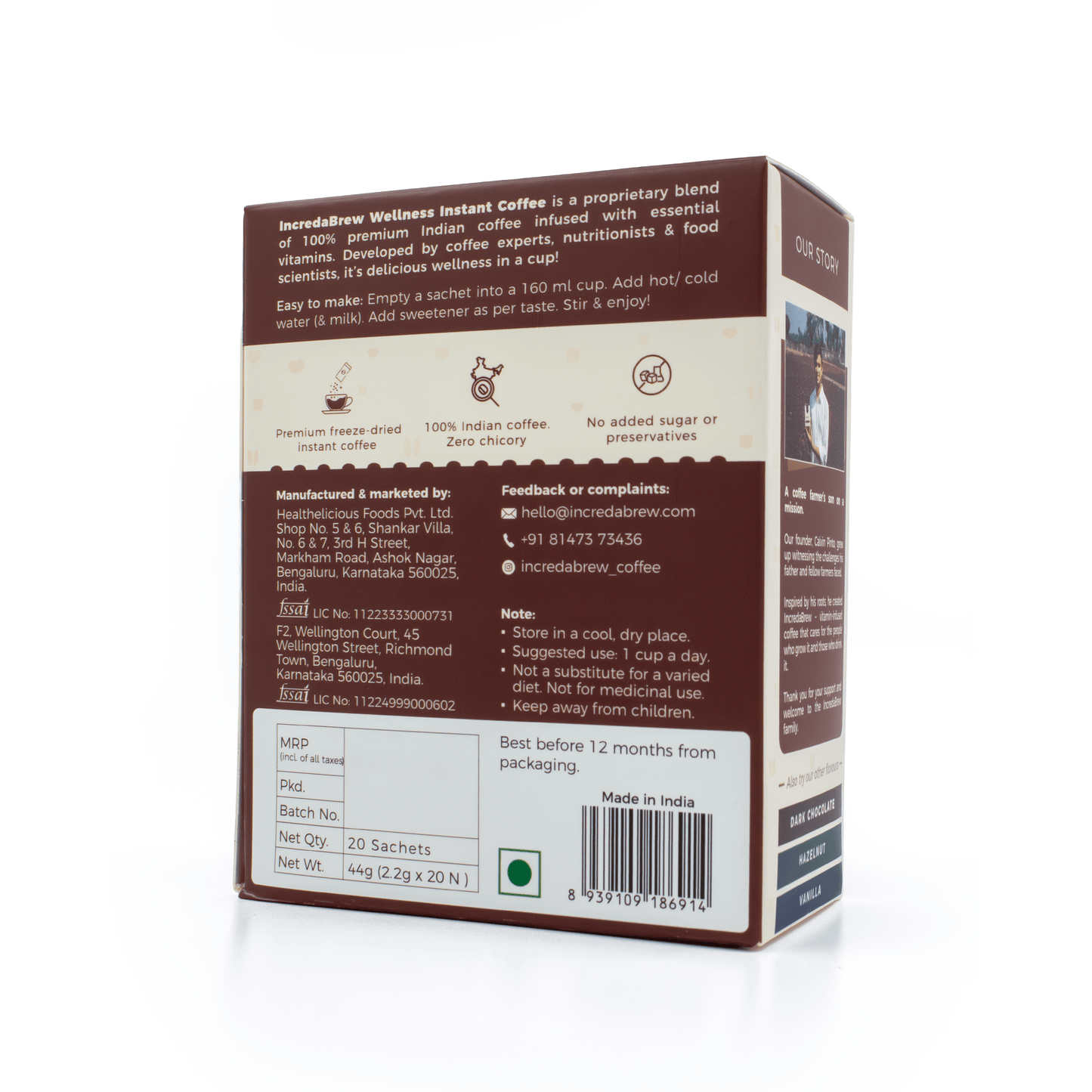 Back of the IncredaBrew Original Flavour Coffee Box