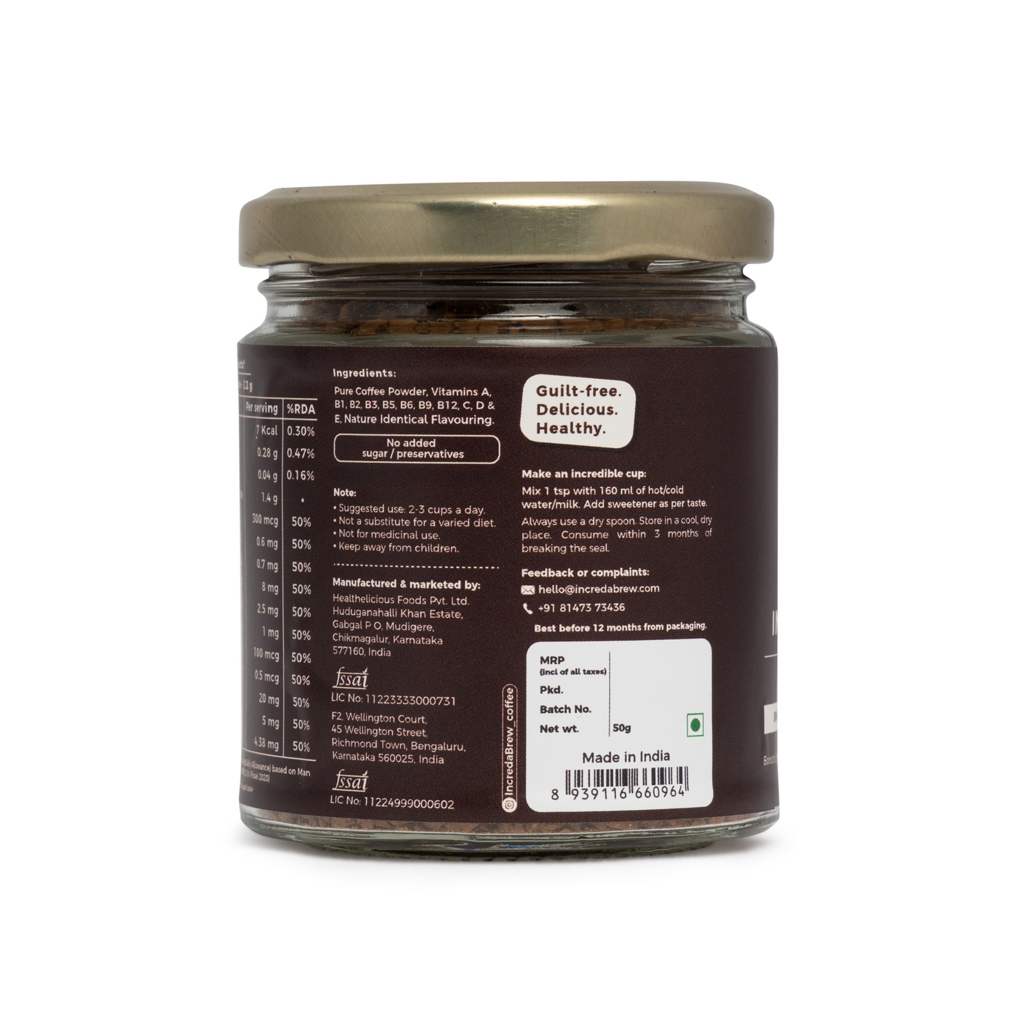 Dark Chocolate Wellness Instant coffee - 50 gms Jar