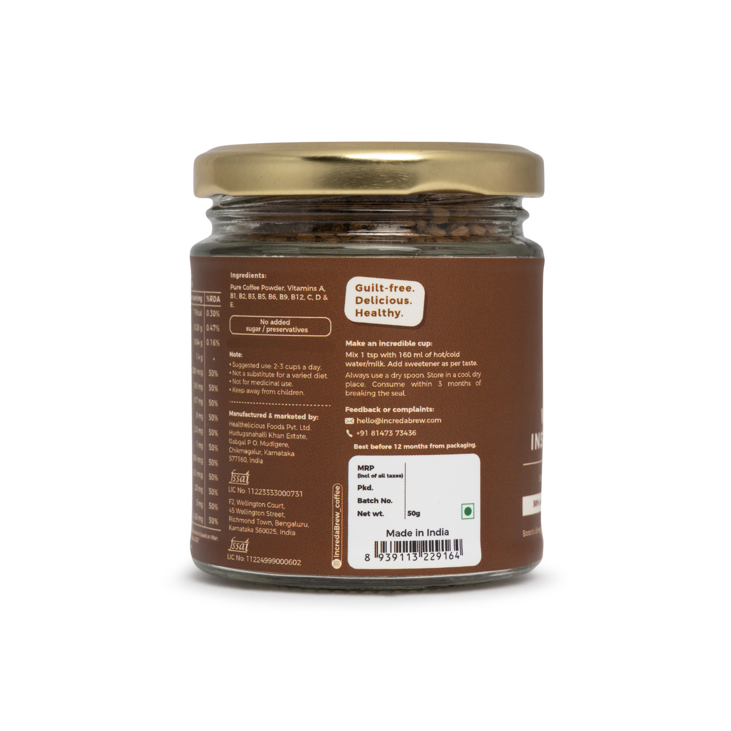 Original Wellness Instant Coffee - 50 gm Jar