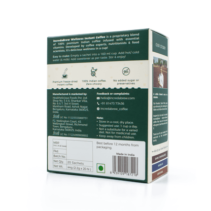 Back of the IncredaBrew Hazelnut Flavour Coffee Box