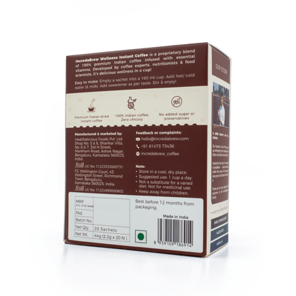 Back of the IncredaBrew Original Flavour Coffee Box