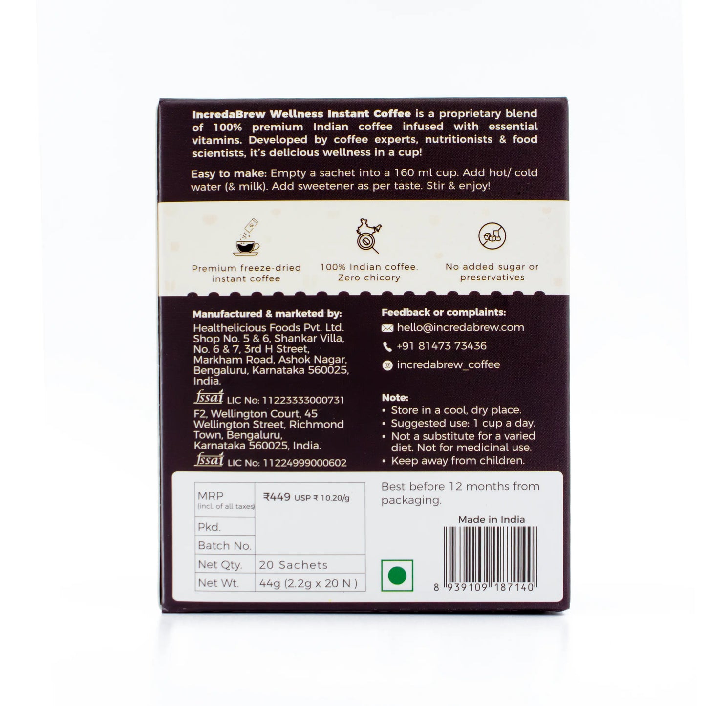 Dark Chocolate Wellness Instant Coffee