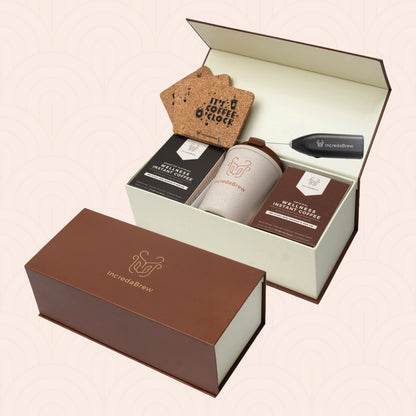 Twin Coffee Box + Sipper, Frother & 4 Coasters Set