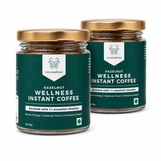 2 IncredaBrew Hazelnut Wellness Instant Coffee - 50g jar