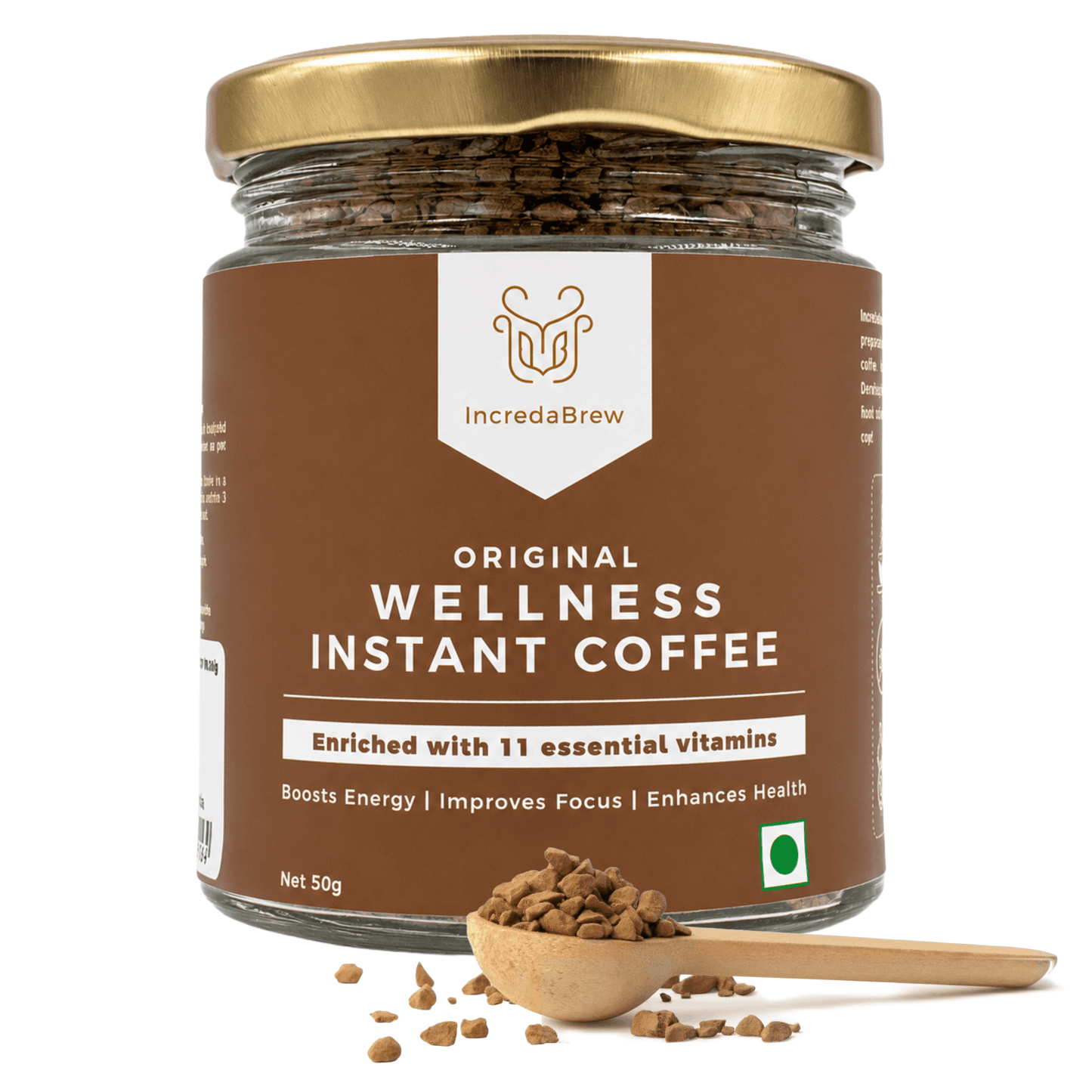 IncredaBrew Hazelnut Wellness Instant Coffee - 50g jar