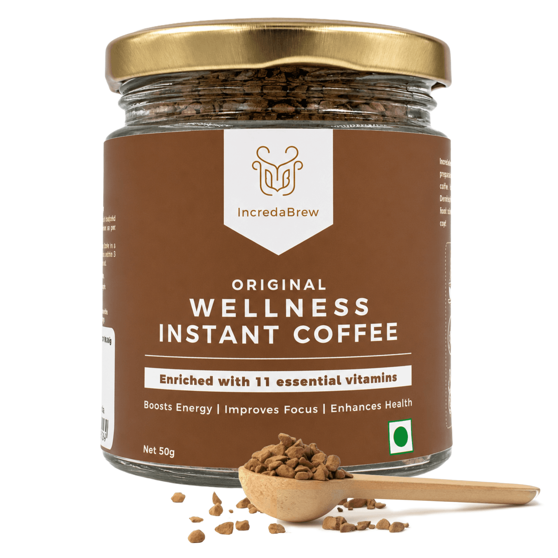 IncredaBrew Hazelnut Wellness Instant Coffee - 50g jar