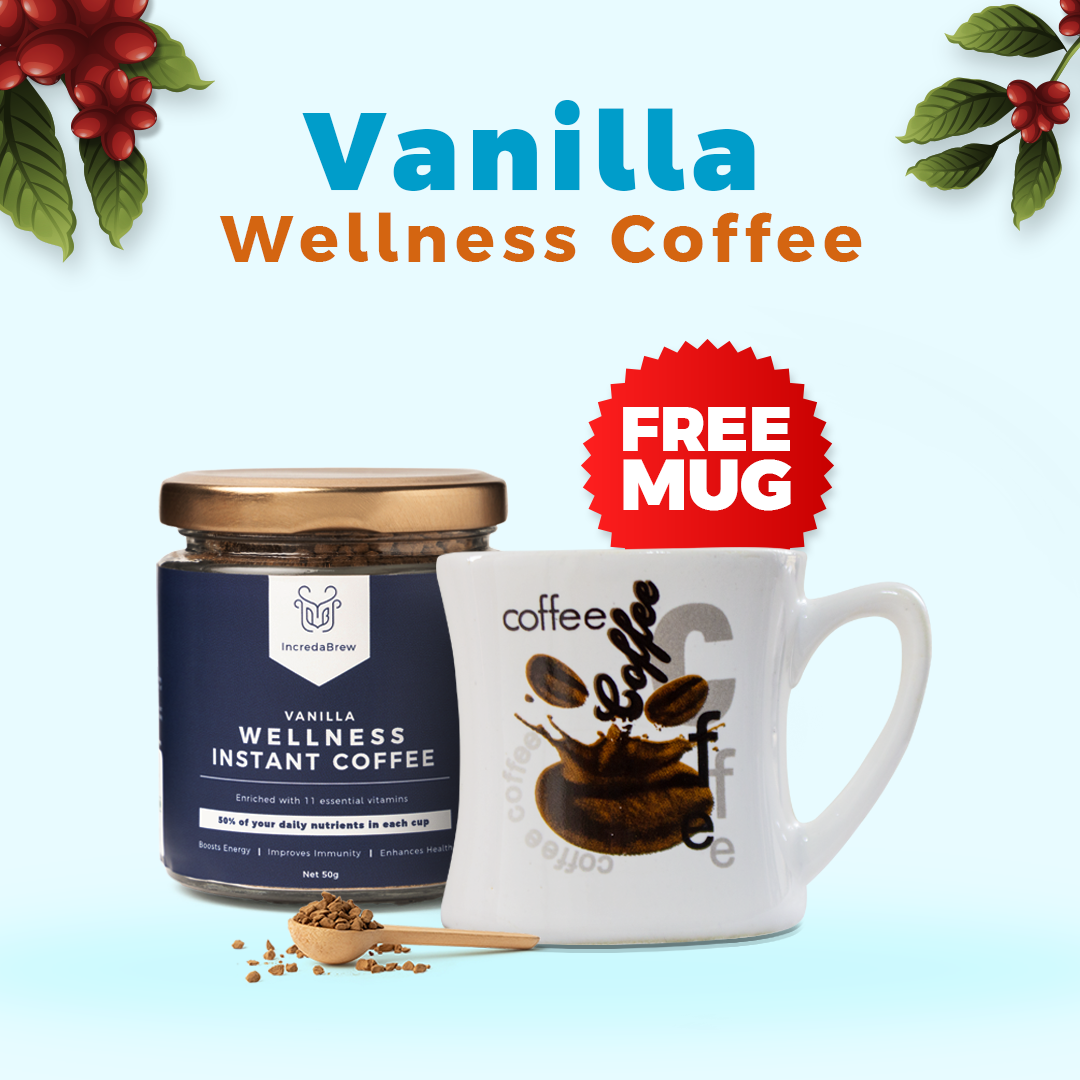 Vanilla Wellness Instant coffee - 50 Gm Jar and Mug