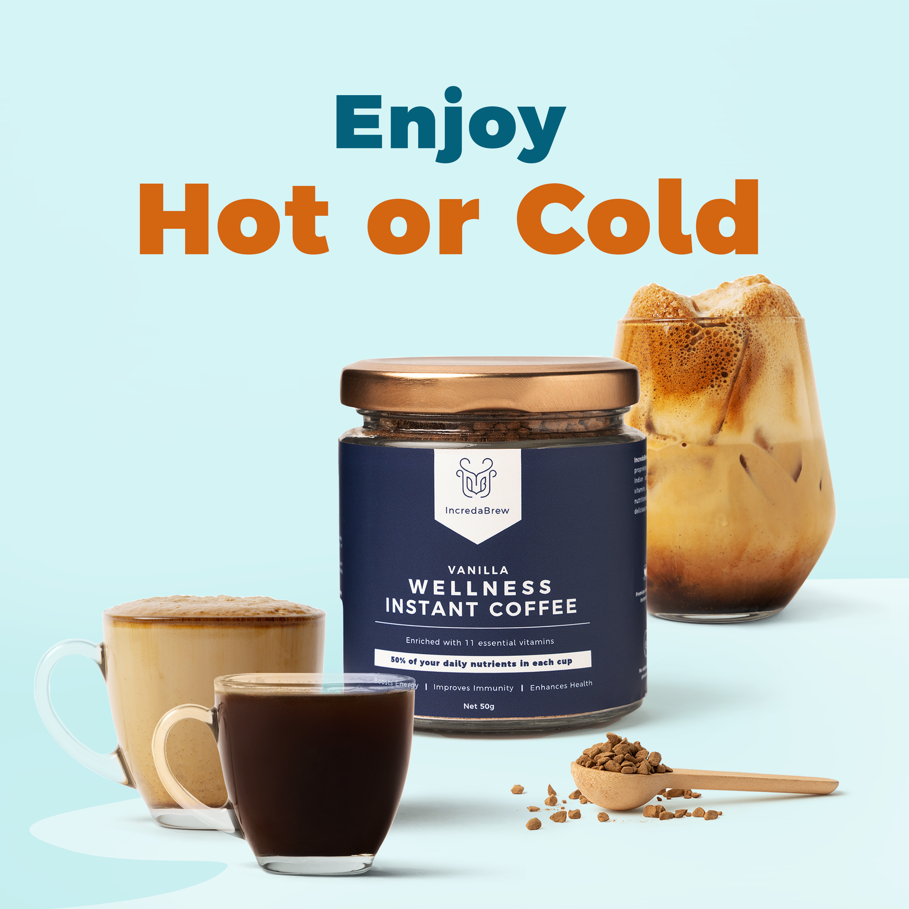 Vanilla Wellness Instant coffee - 50 Gm Jar and Mug