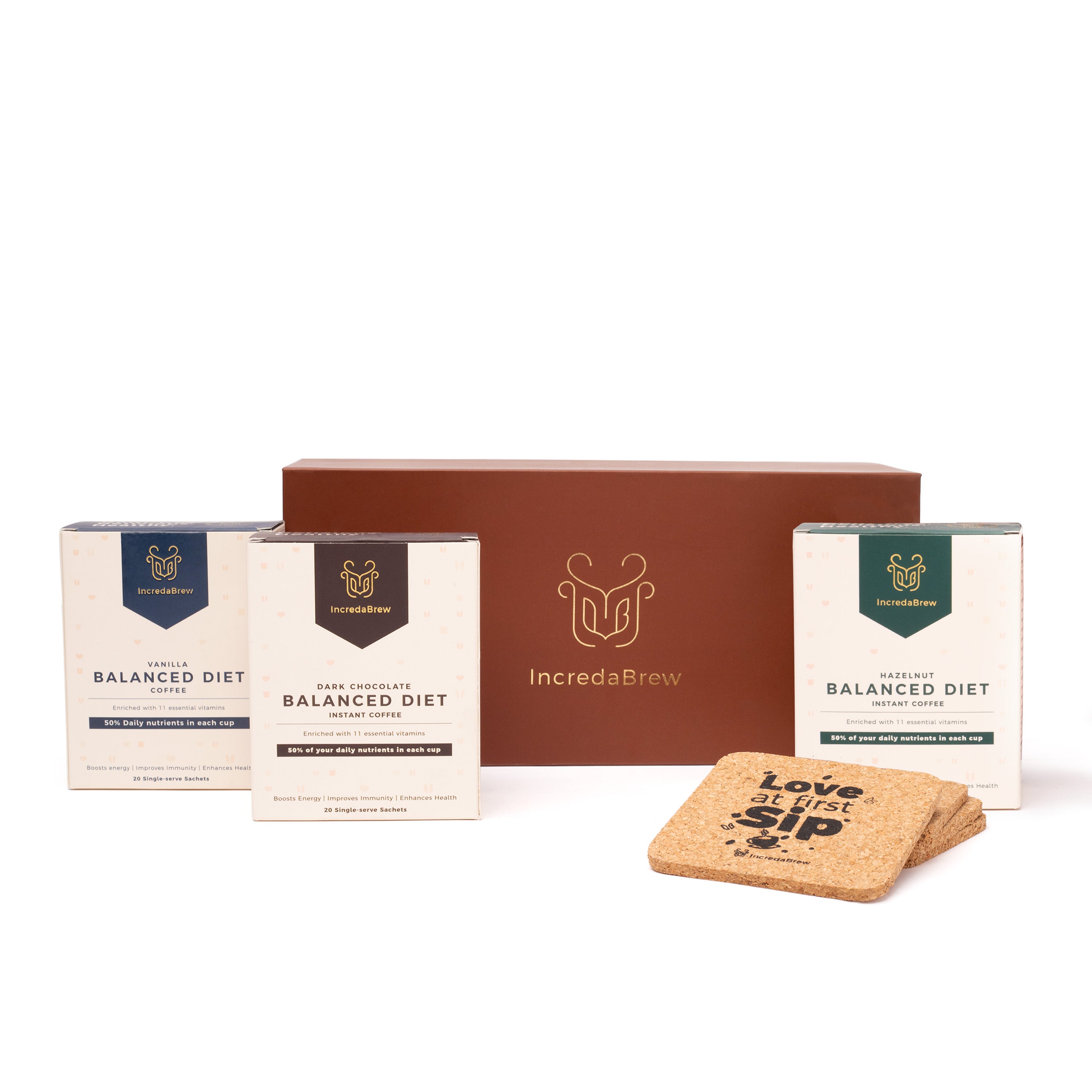 Diamond Coffee Giftset - 3 Coffee Boxes & 4 Eco-Coasters